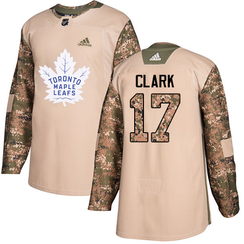 Adidas Maple Leafs #17 Wendel Clark Camo Authentic Veterans Day Stitched NHL Jersey - Click Image to Close